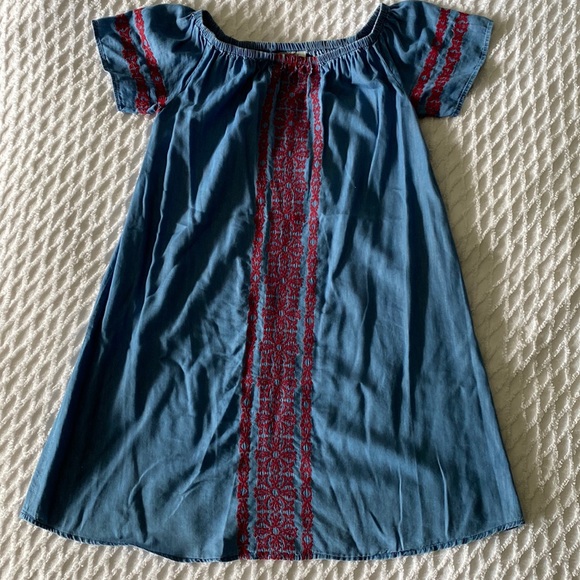 CHAMBRAY DRESS W/STRIPE TRIM main image 1